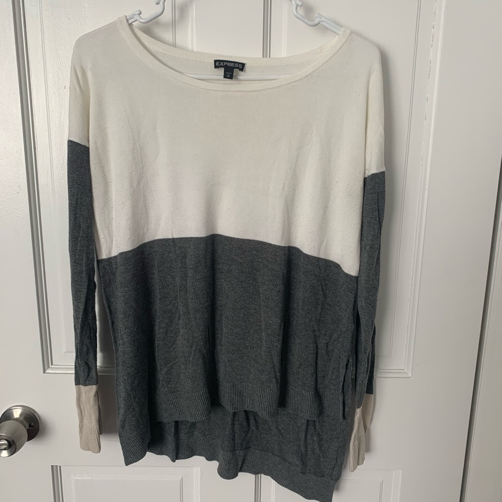 Express Asymmetrical Color Blocked Sweater